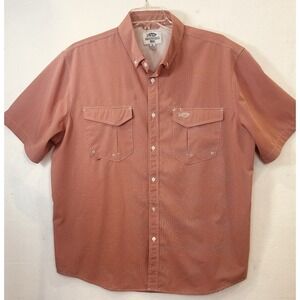 AFTCO Performance Red Checked Button Up Shirt AFTECH Lightweight Fishing Size XL